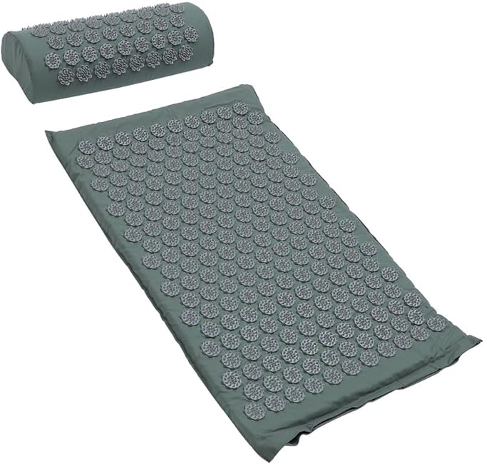 Acupressure Massage Mat and Practical Massage Pillow Set with Bag Washable Yoga Mat for Relief and Full Body Relaxation Grey – Suitable for Home Wellness and Muscle Therapy
