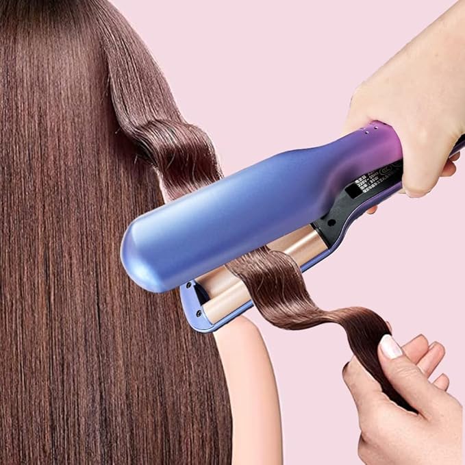 Hair Crimper Iron16mm 3 Barrel Hair WaverBeach Waves Curling Iron for Long &amp Short HairCeramic Hair Crimper with Adjustable TemperatureDual VoltageFast Heat