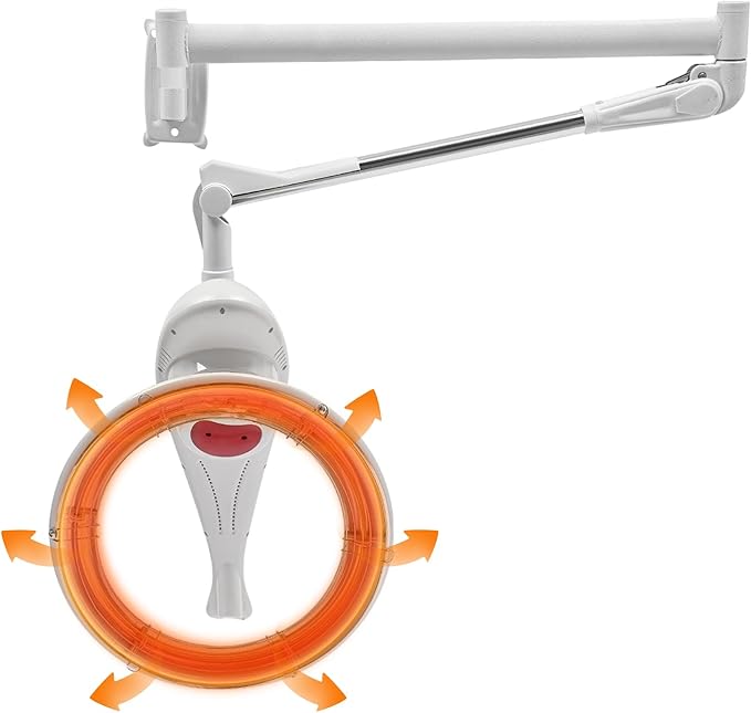 Wall Mount Hair Dryer &amp Heater Hood Salon Hair Treatment Machine with 360° Rotating Heating Hair Perming Machine with Adjustable Temperature &amp Timer for Coloring Perming Styling (White)