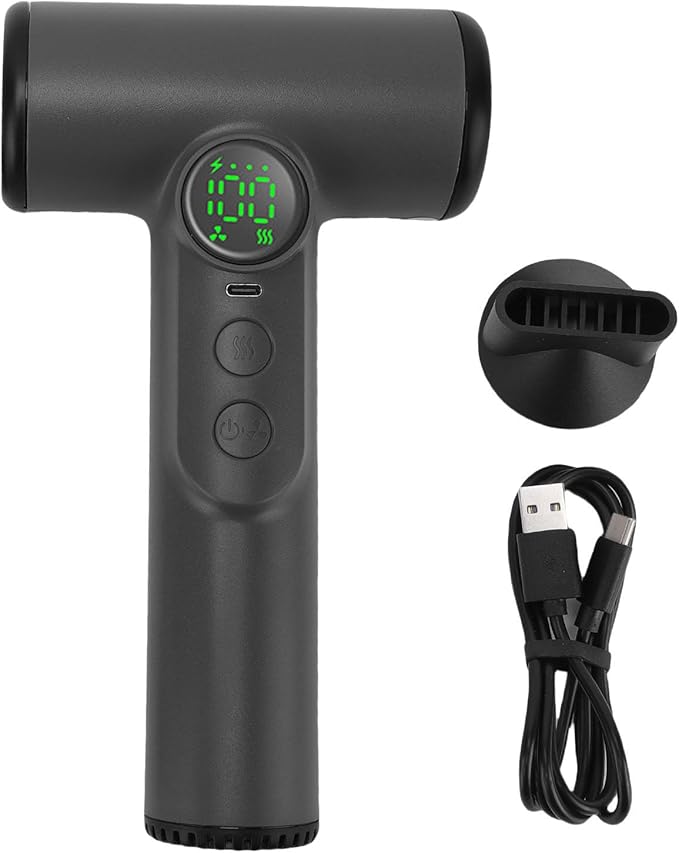 Cordless Hair Dryer 15600mAh Ionic Blow Dryer Fast Drying Low Noise Gentle Airflow 4 Mode Portable Hair Blow Dryers for Women Kids Outdoor Camping Beaches (Dark Gray)