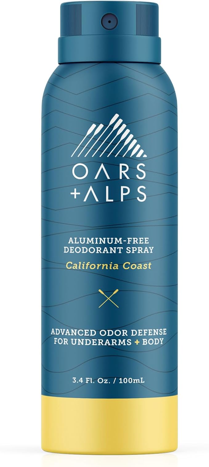 Oars + Alps Aluminum-Free Deodorant Spray Travel Size California Coast and Fresh Ocean Splash Bundle