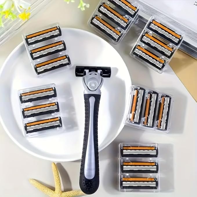 Razors for MenShaving Razors With 3 BladesLight Gray Handle + 18 Blade Refills Great Razors for a Smooth and Comfortable Shave Holiday Gifts for Men