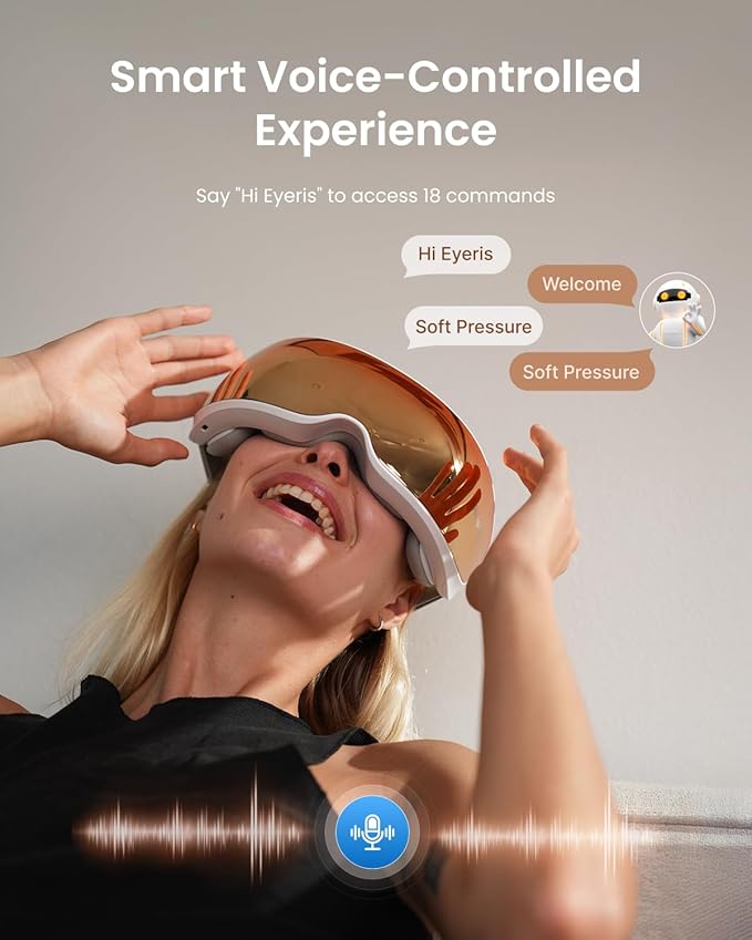 RENPHO Temple Massager Eye Massager for Migraines Birthday Gifts for Women Men Mom Her FSA Eligible HSA Voice Control Smart Head Circumferences 21.7in to 27.5in Eyeris Calina