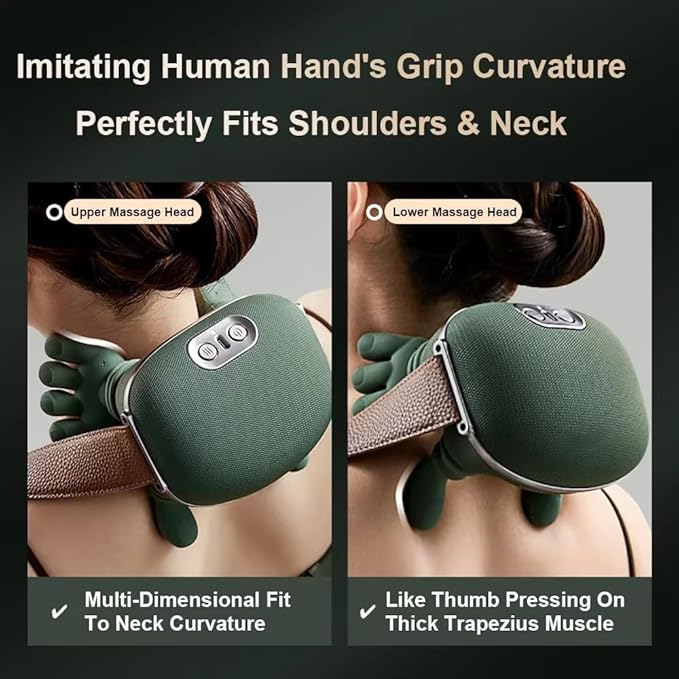 Heated Massager Shoulder and Neck Massager with Heat Electric Deep Tissue 4D Kneading Massage Electrlc Massage with Fingers for Pain Relief and Muscle Relax Neck Massager with Heat (Black)