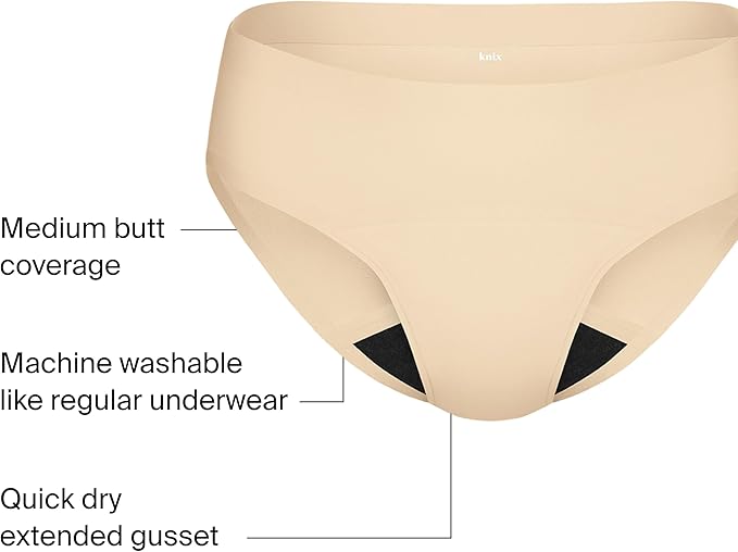 KNIX Super Leakproof No-Show Bikini Period Underwear – Heavy Flow Reusable Absorbent Menstrual &amp Incontinence Panties
