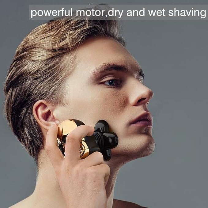 Electric Razor for Men 6 IN 1 Whole Body Washing Electric Shaver Facial Grooming Strong Rotary Electric Razor Beard Shaving Machine Bald Usb Rechargeable