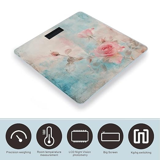 Retro Shabby Chic Smart Scale for Body Weight Accurate Bathroom Scale with LED Display Digital Weight Scales Weighing Machine High Precision Scales for Bath Home