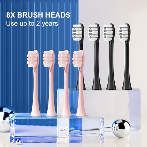 2 Pack Rechargeable Electric Toothbrushes for Adults and Kids Whitening Tooth Brush with 8 Brush Heads 6 Cleaning Modes and Smart Timer Waterproof Cleaning Toothbrushes Set