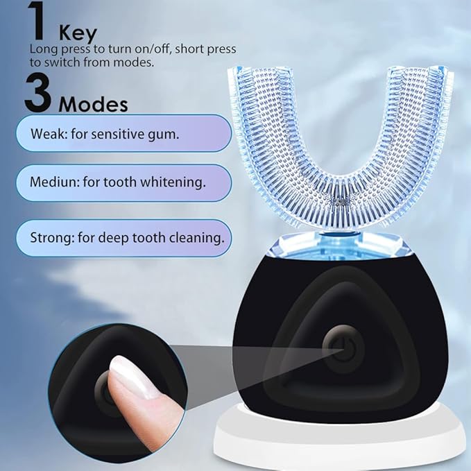 FULYA Auto Toothbrush with Teeth Whitening Mousse Automatic Tooth Brush for Adult 360° Sonic Toothbrushes Waterproof Rechargeable Electric Tooth whitening Brush