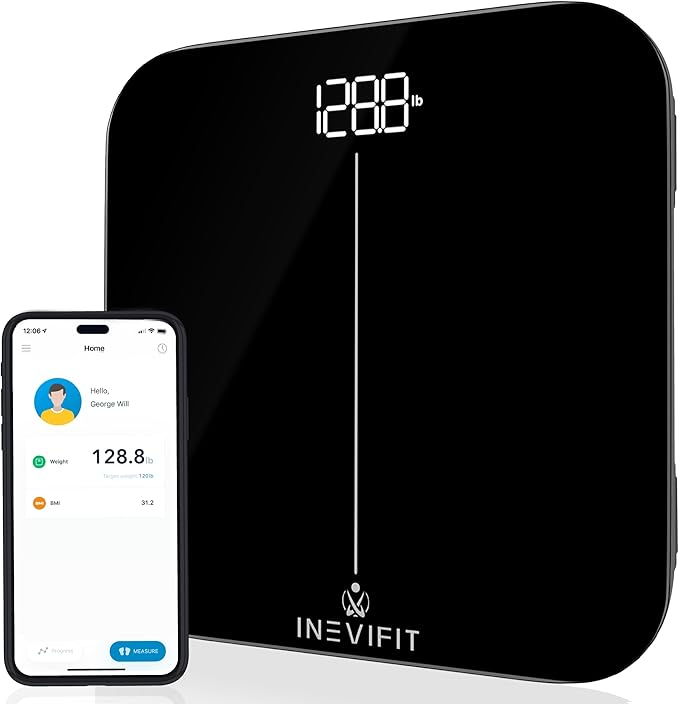 INEVIFIT Smart Bathroom Scale &amp Digital Kitchen Scale Fitness Bundle Complete Body Composition and Nutrition Tracking Solution with Batteries Included