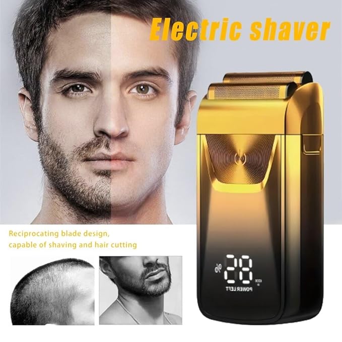 Men's Shaver Electric Razor Electric Shaver Rechargeable Shaving Machine for Men Shaver Beard Razor Wet-Dry Use Beard Trimmer Hair Trimmer (Color : Gold)