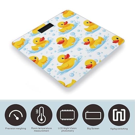 Men's Fashion Automatic Switch Digital Bathroom Weighing Scale Smart Scale Cute Funny Cartoon Yellow Rubber Ducks Bubbles