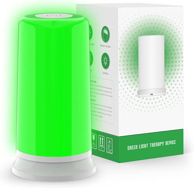 Green Light Migraine Lamp for Headaches Insomnia Anxiety Relief 520nm Narrow Band Green Migraine Light Sleep Aid Lamp to Support Deep Relaxation Dimmable Sleep Device