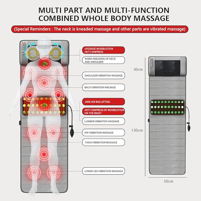 Full Body Massage Mat with Heat 20 Neck Shiatsu Kneading Massage Heads Multifunctional Electric Heated Massage Chair Back Pad for Back Lumbar Leg Pain Relief