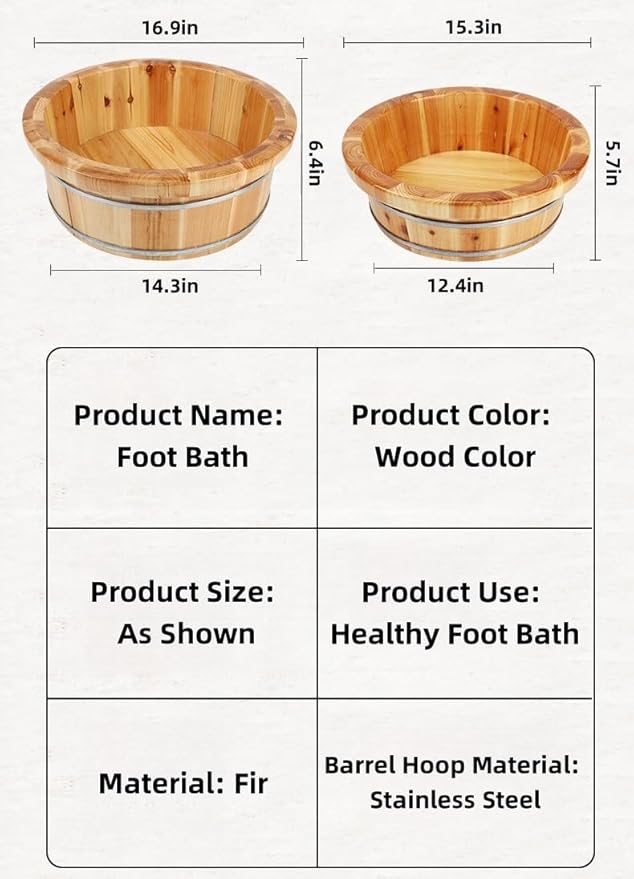 Wood Foot Bath Foot Spa Soaking Tub Wooden Foot Washing Bucket Foot Soak to Relieve Feet Stress Foot Basin Basin Soothe and Comfort Feet for Home Office Use
