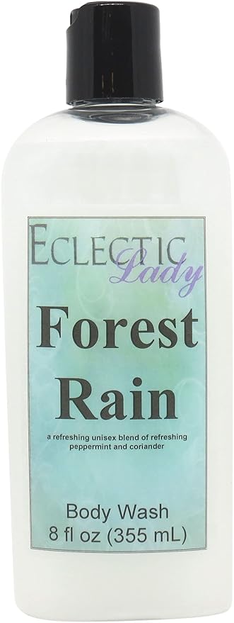 Eclectic Lady Liquid Pearl Body Wash - Forest Rain Scent 3-in-1 Use For Bubble Bath Hand Soap &amp Body Wash Phthalate-Free Forest Rain Fragrance Handcrafted in USA (8 oz)