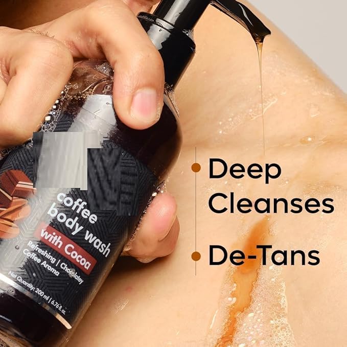 NS Coffee Body Wash with Cocoa | De-Tan &amp Deep Cleansing Shower Gel | Enriched with Vitamin E &amp in Energizing Aroma of Chocolate | Suitable for All Skin Types | For both Men &amp Women (200ml