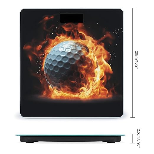 Golf Ball on Fire Bathroom Scale Large LCD Backlight Display Digital Scale Rounded Corners Body Scales Automatic Power On/Off Bathroom Scales for Home Bedrooms