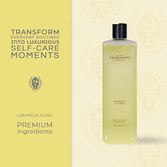 Pecksniff's Grapefruit &amp Citron Shower Gel - Gentle Cleanser for Sensitive Skin - Moisturizing &amp Hydrating - All Natural Cruelty Free Body Wash 1000 ml / 33.80 Fl Oz