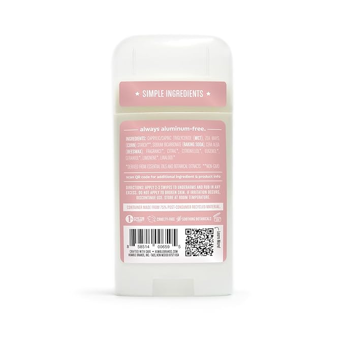 HUMBLE BRANDS Original Formula Aluminum-free Deodorant. Long Lasting Odor Control with Baking Soda and Essential Oils Zesty &amp Earthy 2.5 oz 3 Pack Combo