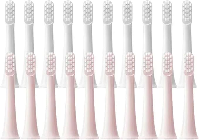 10PCS Compatible for T100 Replacement Brush Heads Electric Toothbrush Vacuum Soft Bristle Suitable Nozzles(5White5Pink)
