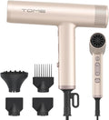 TOME Hair Dryer 1875W High-Speed EC Motor 100000 RPM Ionic Blow Dryer Salon Performance for Precision Styling Cool Shot Lock 3 Heat 3 Speed 2 Nozzles Comb Nozzle Diffuser 125V (Pink)
