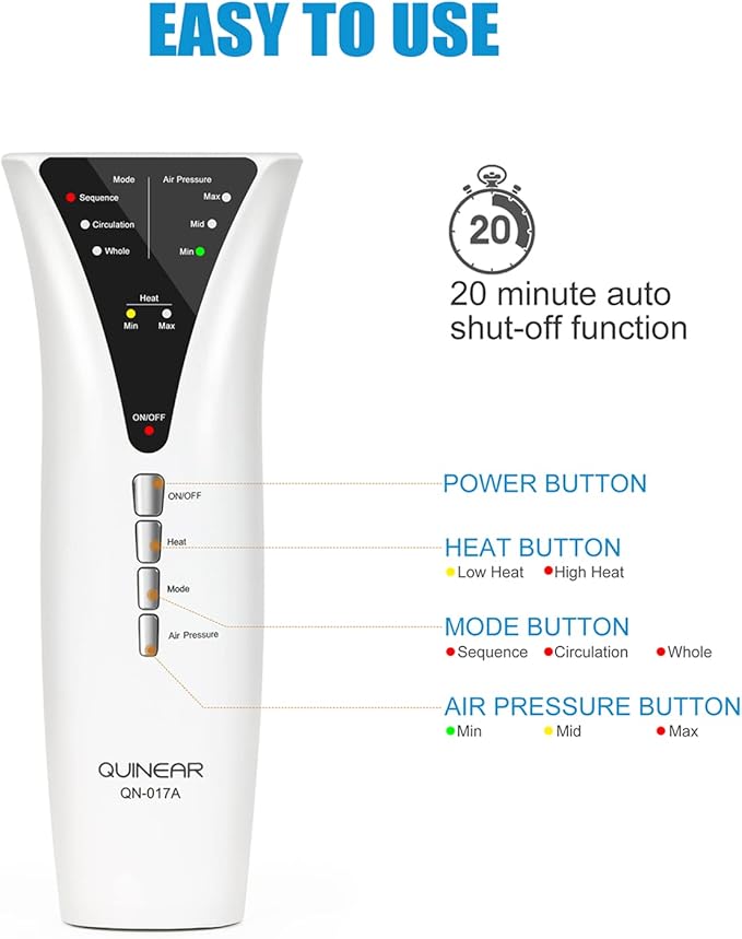 QUINEAR Leg Massager and Air Compression Calf Massager with 3 Modes 3 IntensitiesLeg Compression Massager for Circulation and Pain ReliefIdeal Gift