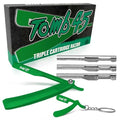 Tomb45 Triple Cartridge Razor Holder | Disposable Razor Safety Handle For Barbers | 100% Metal Grip &amp 3 Adjustable Blade Exposure Options For Shaving | Men's Straight Edge Razors Manual Shaver