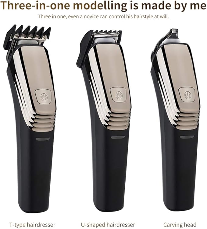 QWEASDF 3-in-1 Multifunctional Electric Hair Clipper Kit Beard Trimmer Nose Trimmer Body Shaver Side Trimmer Waterproof Blade USB Charging Use for The Whole Family