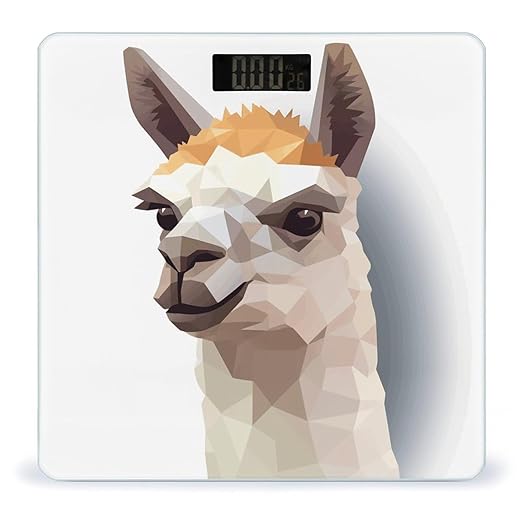 Alpaca Avatar Weight Scale Digital Electronic Scales Bathroom Scale Larg LCD Backlight Display High Precisio MeasurementsTempered Glass
