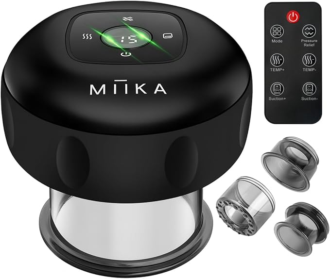 MIIKA Electric Cupping Therapy Set with Remote Control Travel Case Smart Massager for Massage Red Light &amp Heated Suction Cups for Body Relaxation