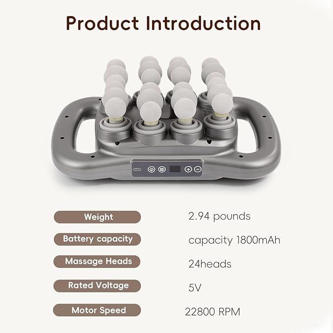 FAHKNS 24 Head Massage Gun Deep Tissue Percussion Massager - Electric Handheld Back Massager for Pain Relief 9 Modes 9 Intensities Full Body Muscle Relaxation Tool