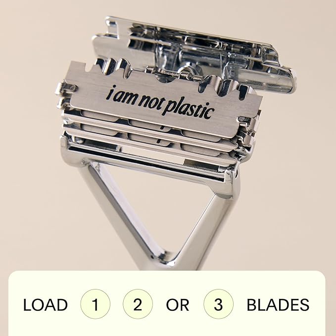 Leaf Shave | Leaf Razor All-Metal Safety Shaver with Pivoting Head &amp Adjustable Blade Loading Includes 10 Stainless Steel Single-Edge Blades Compatible with Standard Safety Razor Blades - Black