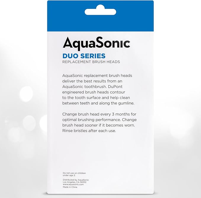 AquaSonic Genuine Duo Series Replacement Brush Heads | for Normal &amp Sensitive Teeth | Compatible with Duo Series &amp Home Dental Center Toothbrush Handles | NOT Compatible with Duo Series Pro