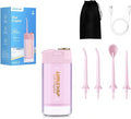LINKEVAP Portable Water Flosser for Teeth Cleaner Pick Battery Powered Oral Irrigator for Teeth CleaningDaily Dental Care for Home and Travel180 ML Telescopic Water Tank (Light Pink)