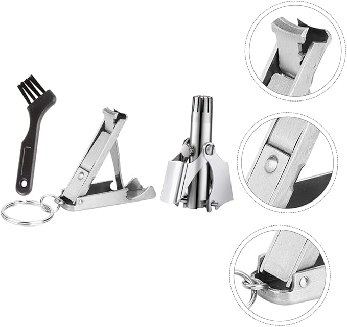 MERRYHAPY 3sets Men Nose Hair Clipper Portable Nose Hair Trimmer Removal for Men Scissors