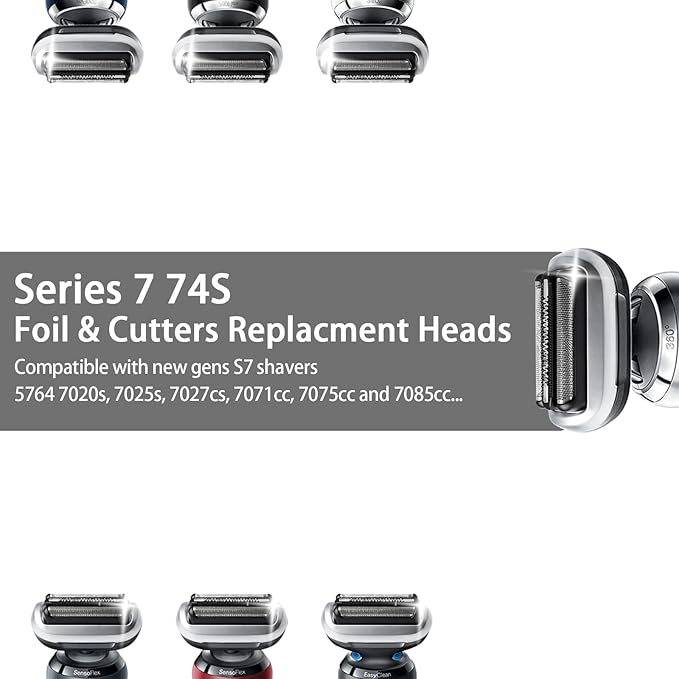 74S S7 Replacement Head for S7 Shavers Stainless Steel Blades &amp Precision Foil Smooth Shave No Pulling.