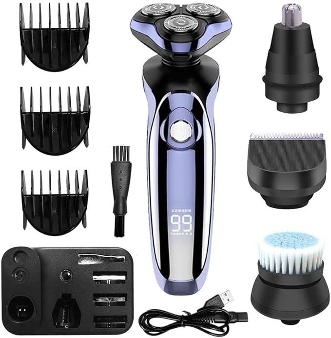Head Shavers for Bald Men 4 in 1 Electric Shaver Hair Clippers Men's Rotary Shavers Rechargeable Razors Beard Nose Hair Trimmer Shaving Grooming Sets