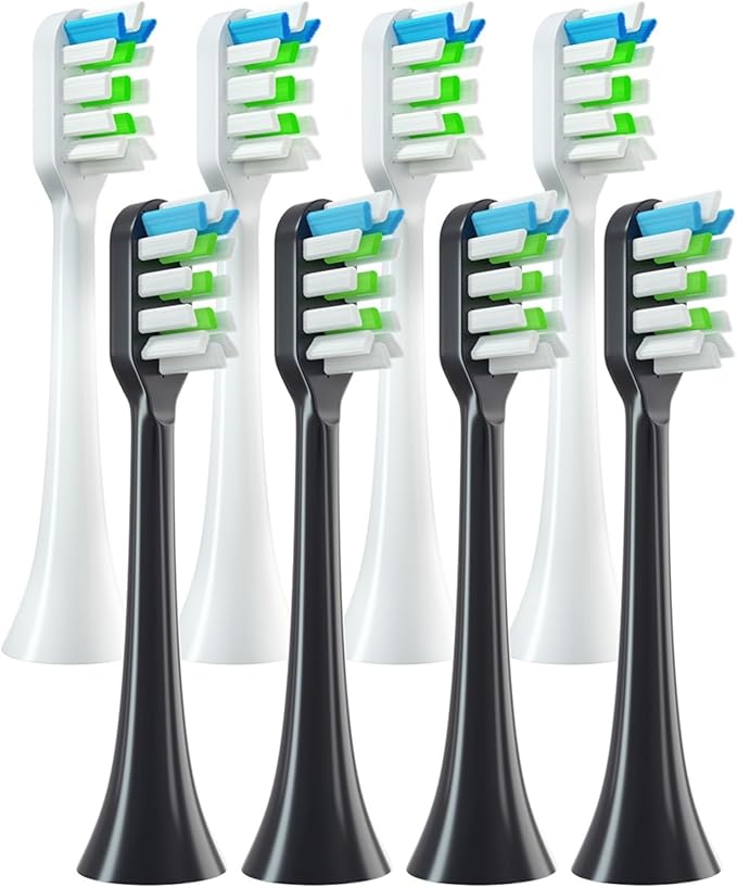 8PCS Replacement Toothbrush Heads for Electric Tooth Brush Soft Bristle(8 White White)