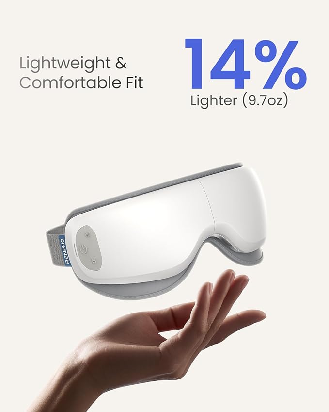 RENPHO Ultra-Quiet Eye Massager with Heat Lightweight Eye Mask for Migraines FSA Eligible HSA Face Massager for Dry Eyes Relax Reduce Strain Improve Sleep Eyeris Zen Mothers Day Birthday Gifts