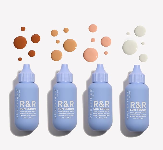 Undefined R&ampR Sun Serum SPF 50 PA++++ Mineral Sunscreen with Niacinamide Water Resistant Broad Spectrum Protection &amp Blue Light Defense (Light Tint)