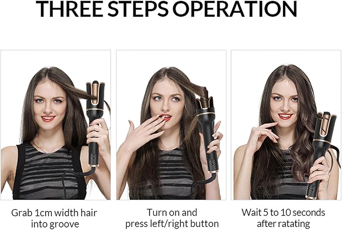 Automatically Hair Curler Automatic Looper Wavy Crimping Curl Tool Professional Anti-Tangle Auto Curling Iron with 5 Temperatures &amp Timers &amp LED Display