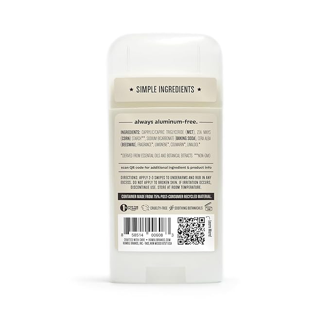 HUMBLE BRANDS Original Formula Aluminum-free Deodorant. Long Lasting Odor Control with Baking Soda and Essential Oils Zesty &amp Earthy 2.5 oz 3 Pack Combo