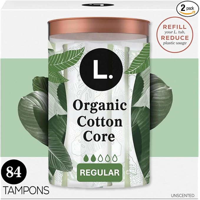 L. Cotton Tampons Regular Absorbency Contains an Organic Cotton Core Made Without Synthetic Pesticides or Fragrances 84 Count (2 Packs of 42)