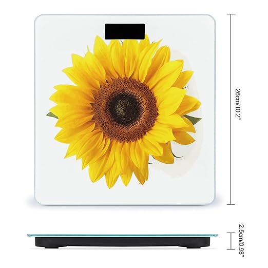 Sunflower Isolated Scale with LCD Easy-to-Read Anti-Slip Weight Digital Bathroom Scale Precision Weighing Scales Sturdy Tempered Glass Body Weight Scales for Daily Use