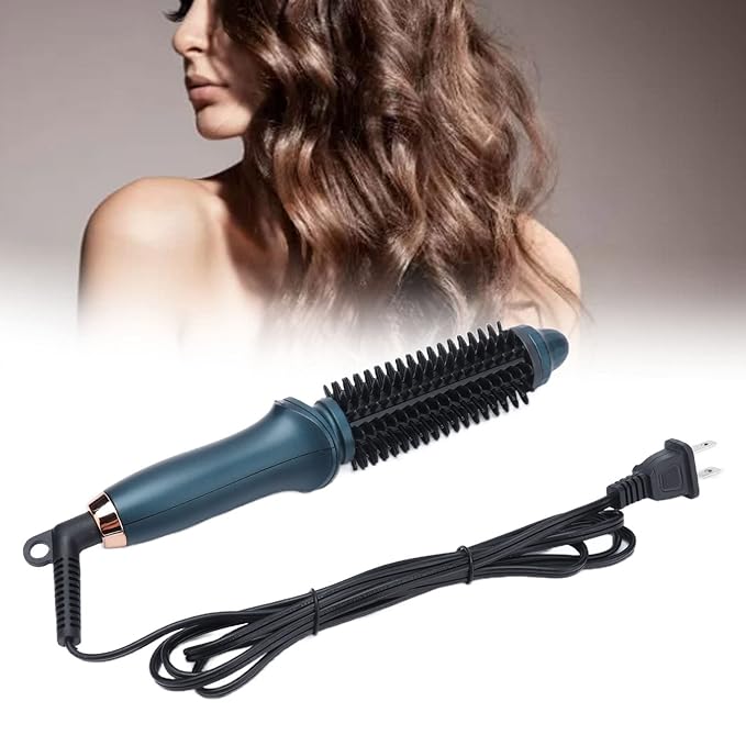 Curling Iron Brush Electric Hair Curler Portable Travel Hot Curling Wand for Long Hair Temperature Adjustable Heated Curling Brush for Women