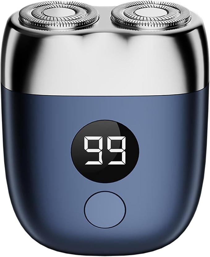 Electric Mini Shaver Pockets Razor Trimmer for Men Portable Wet and Dry Cordless Rechargeable Shaver Waterproof IPX7 Suitable for Travel Car Home Office Use (Blue)