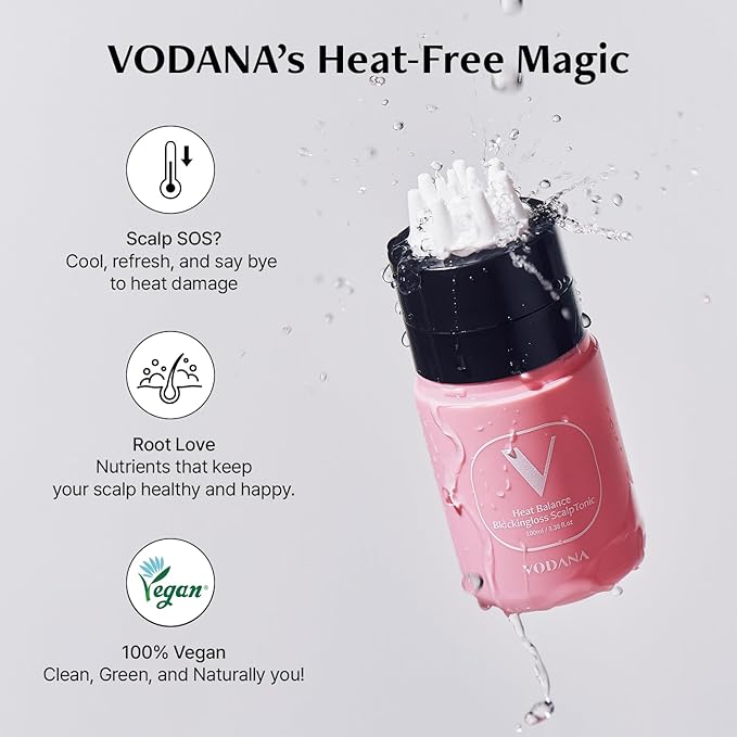 VODANA Professional Hair Irons Bundle Soft Bar Flat Iron 1.5inch Milktea Rose Heat Balance Blockingloss Scalp Tonic