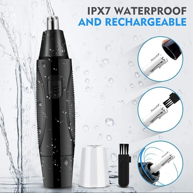 Ear and Nose Hair TrimmerPainless Eyebrow &amp Facial Hair Trimmer for Men Women Water Resistant Nose Hair Remover Battery-Operated