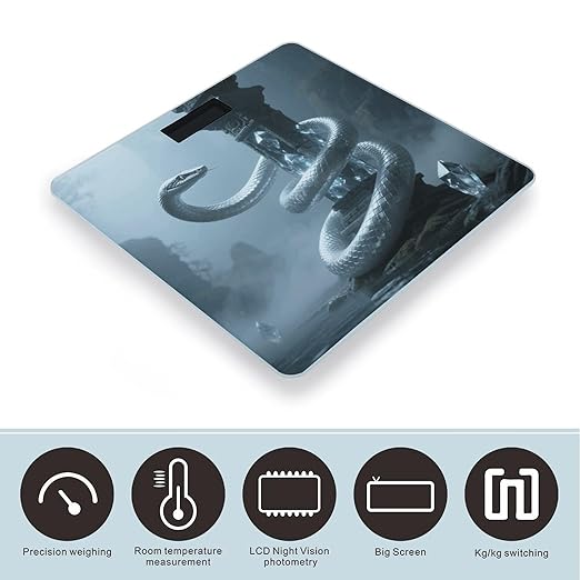Snake on Crystal Pillar Weight Scale Large Digital Bathroom Scales with Bright LED Display Non Slip Digital Scale and Step On Fashion Weighing Machine for Body